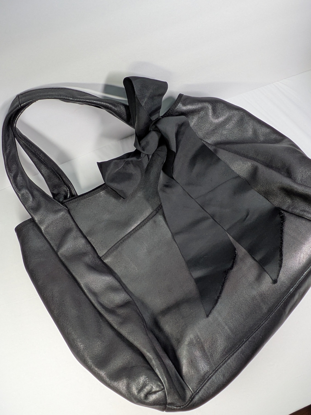 Ann Taylor Genuine Leather Tote Bag with Bow Accent